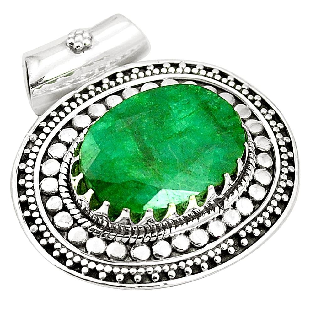 Natural green emerald 925 sterling silver pendant jewelry m40146