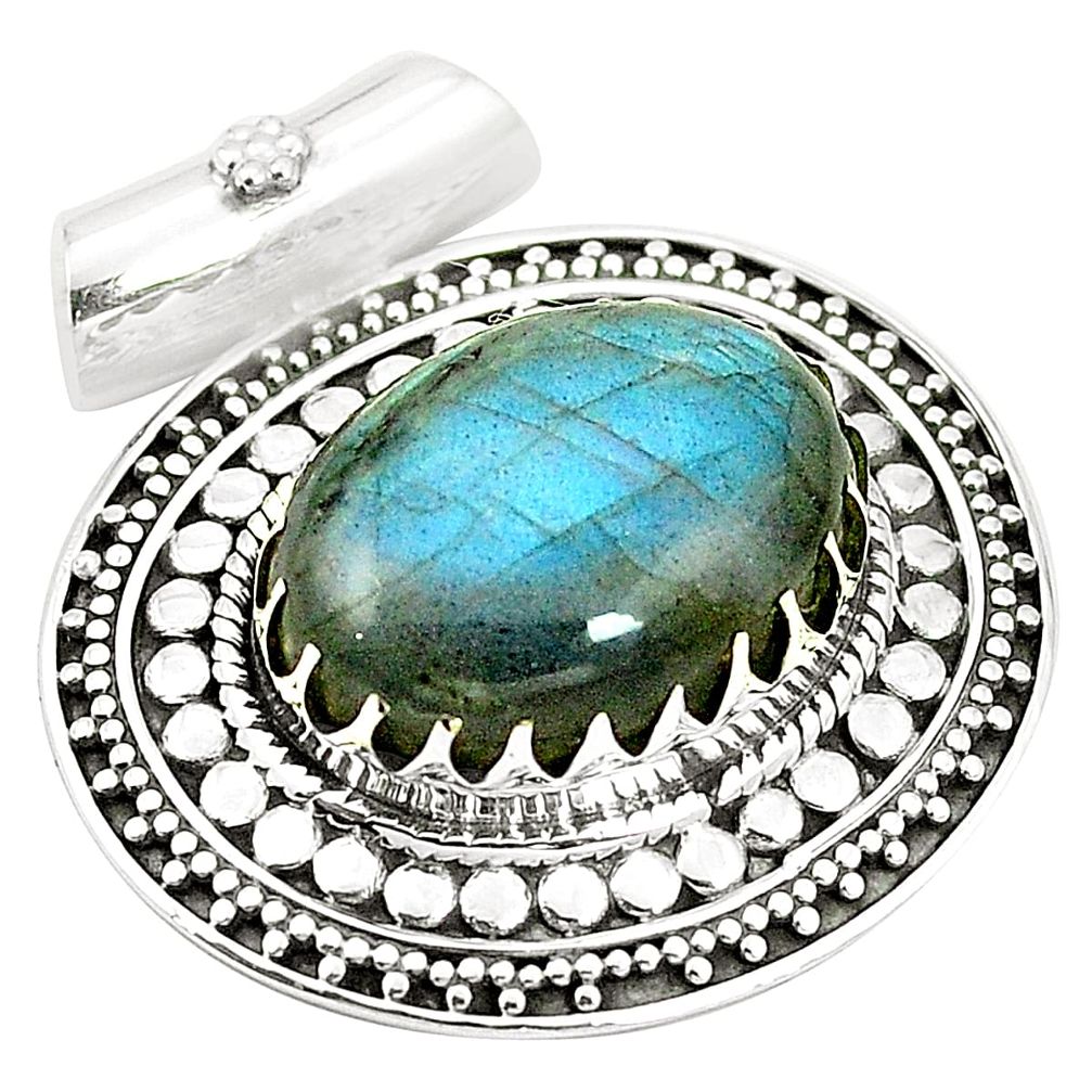 Natural blue labradorite 925 sterling silver pendant jewelry m40154