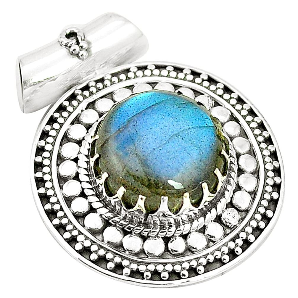 Natural blue labradorite 925 sterling silver pendant jewelry m40156