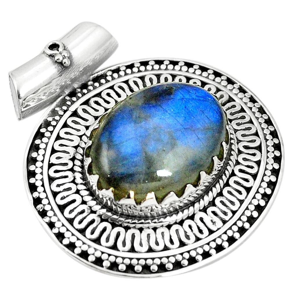 Natural blue labradorite 925 sterling silver pendant jewelry m40171