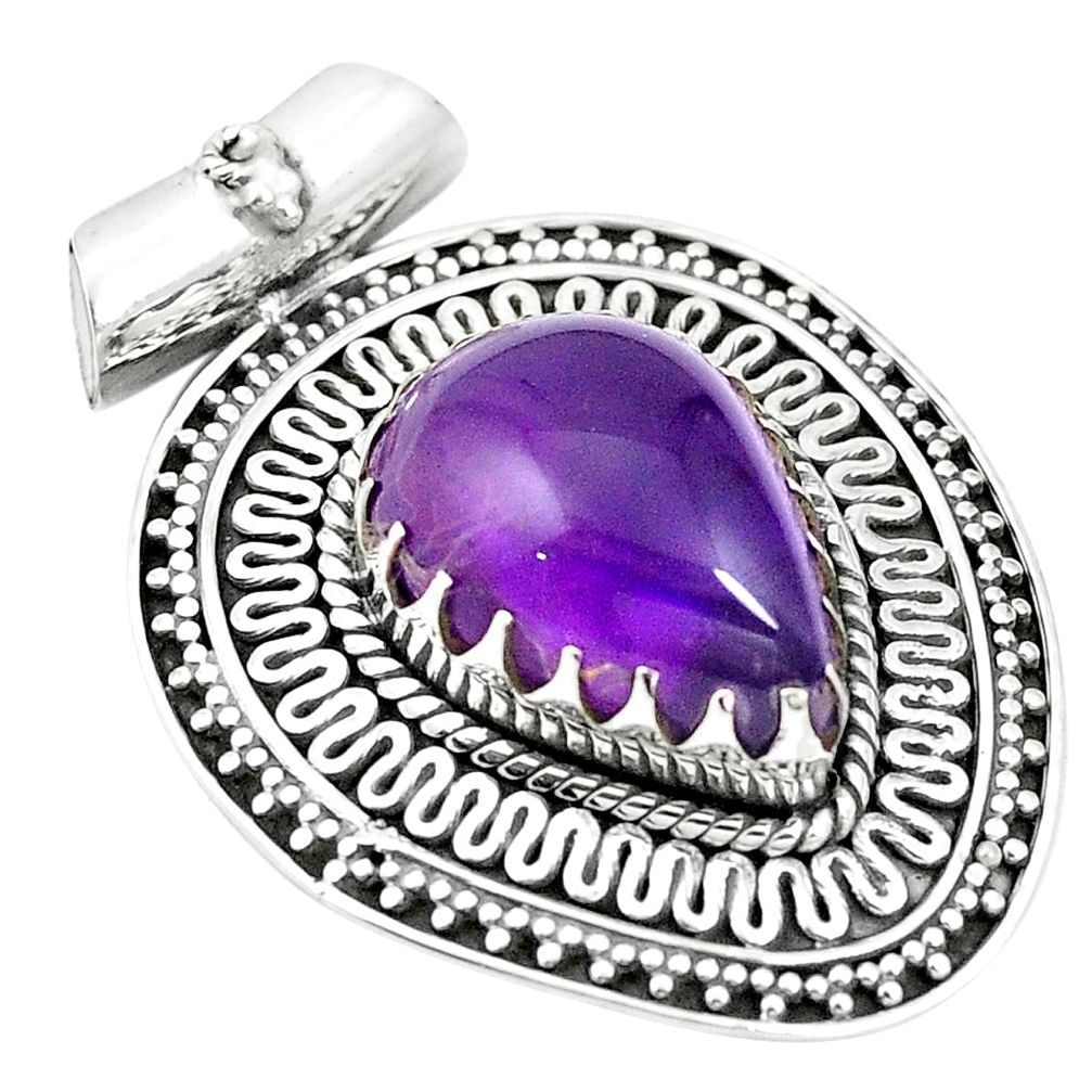 925 sterling silver natural purple amethyst pear pendant jewelry m40180