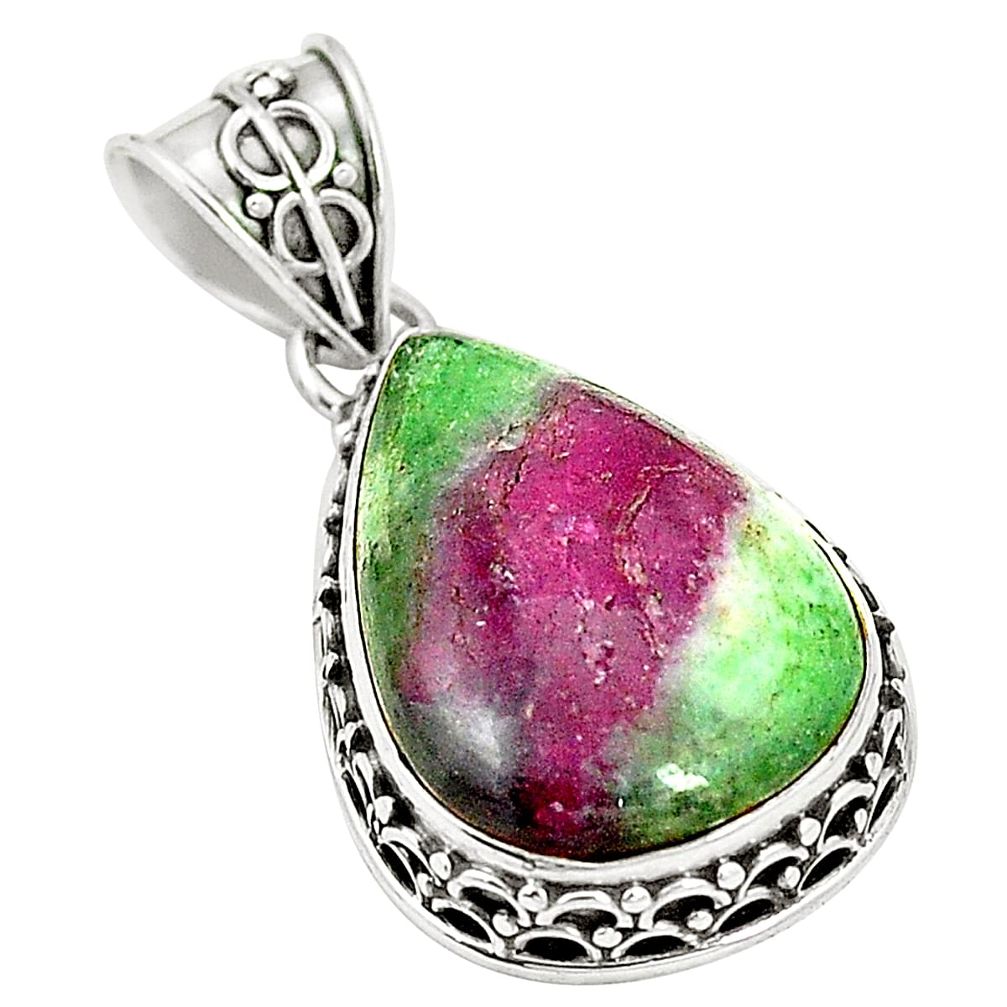 925 sterling silver natural green ruby zoisite pear pendant jewelry m40200