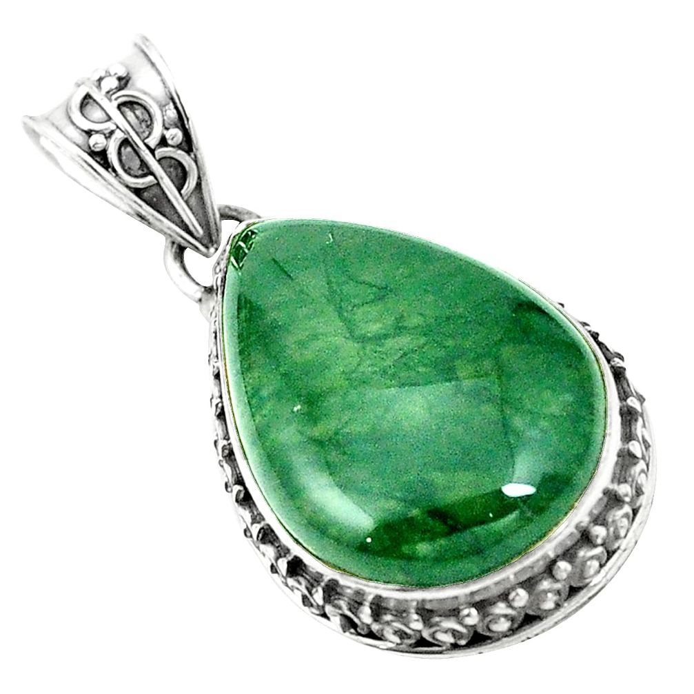 Natural green moss agate 925 sterling silver pendant jewelry m40208