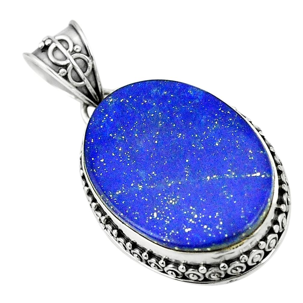 Natural blue lapis lazuli 925 sterling silver pendant jewelry m40216