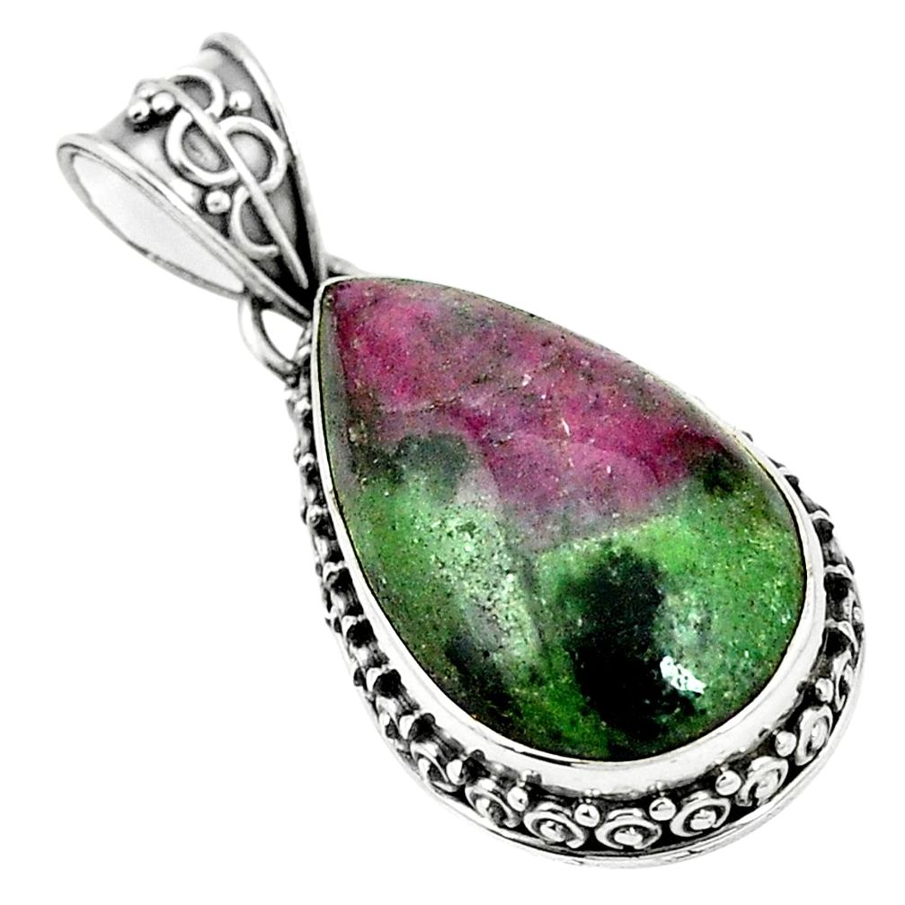 925 sterling silver natural pink ruby zoisite pendant jewelry m40218