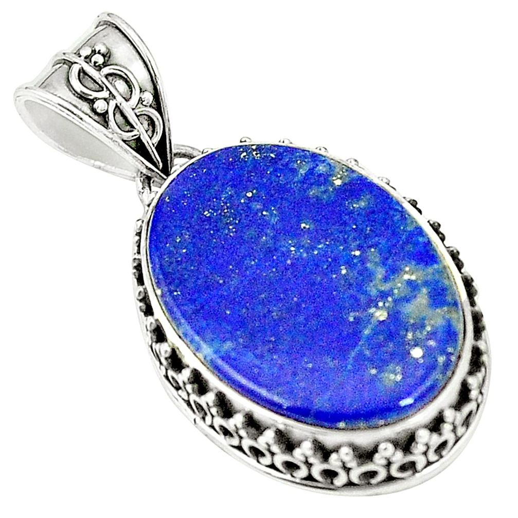 Natural blue lapis lazuli 925 sterling silver pendant jewelry m40229