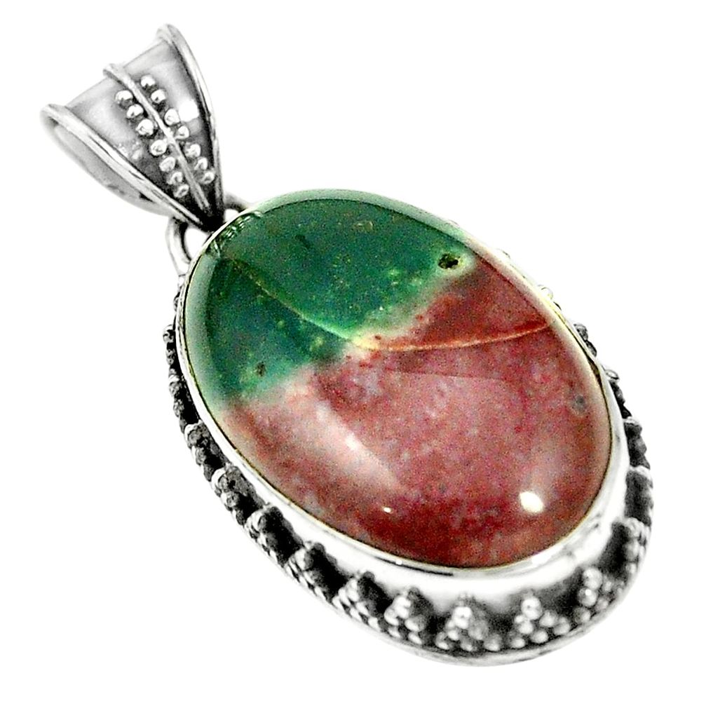 Natural pink ruby zoisite 925 sterling silver pendant jewelry m40245