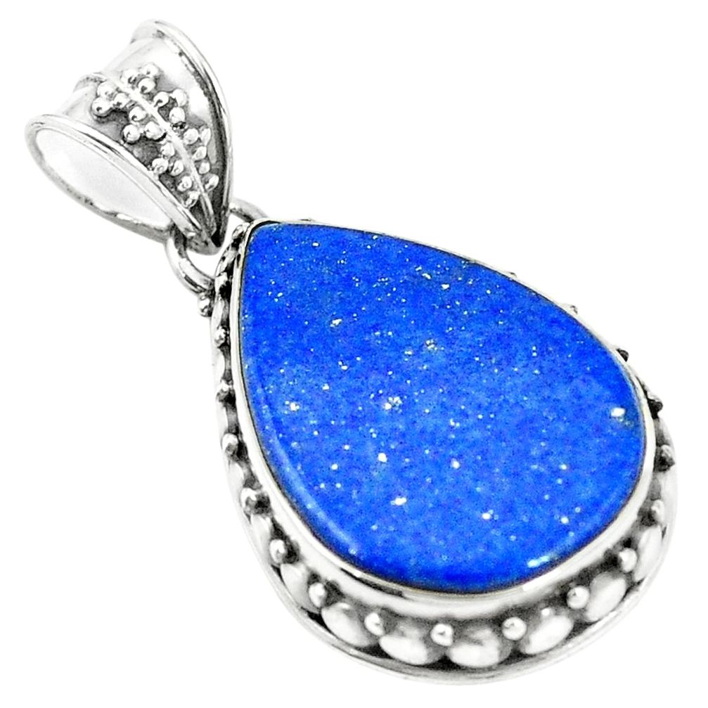Natural blue lapis lazuli pear 925 sterling silver pendant jewelry m40285