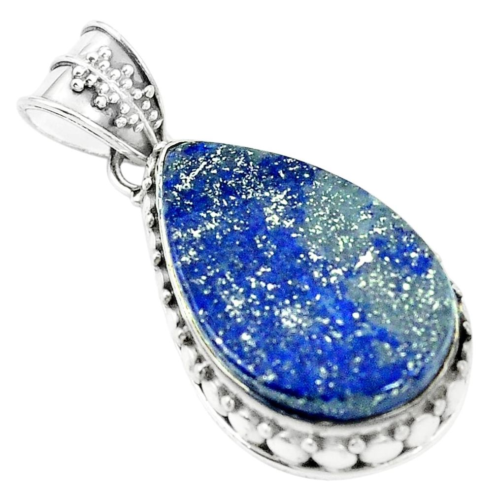 Natural blue lapis lazuli 925 sterling silver pendant jewelry m40286