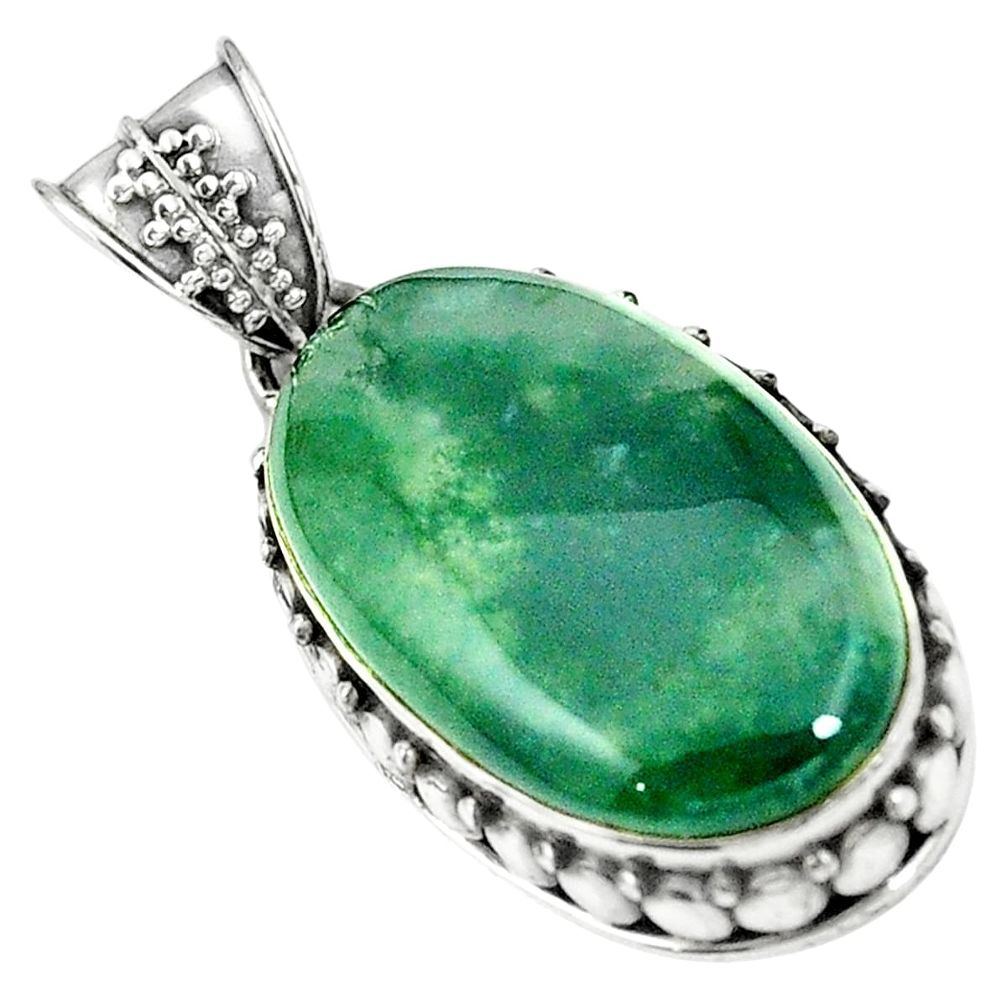 Natural green moss agate 925 sterling silver pendant jewelry m40297