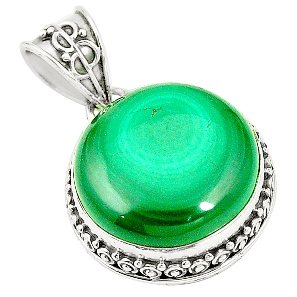 Natural green malachite (pilot's stone) 925 silver pendant jewelry m40310