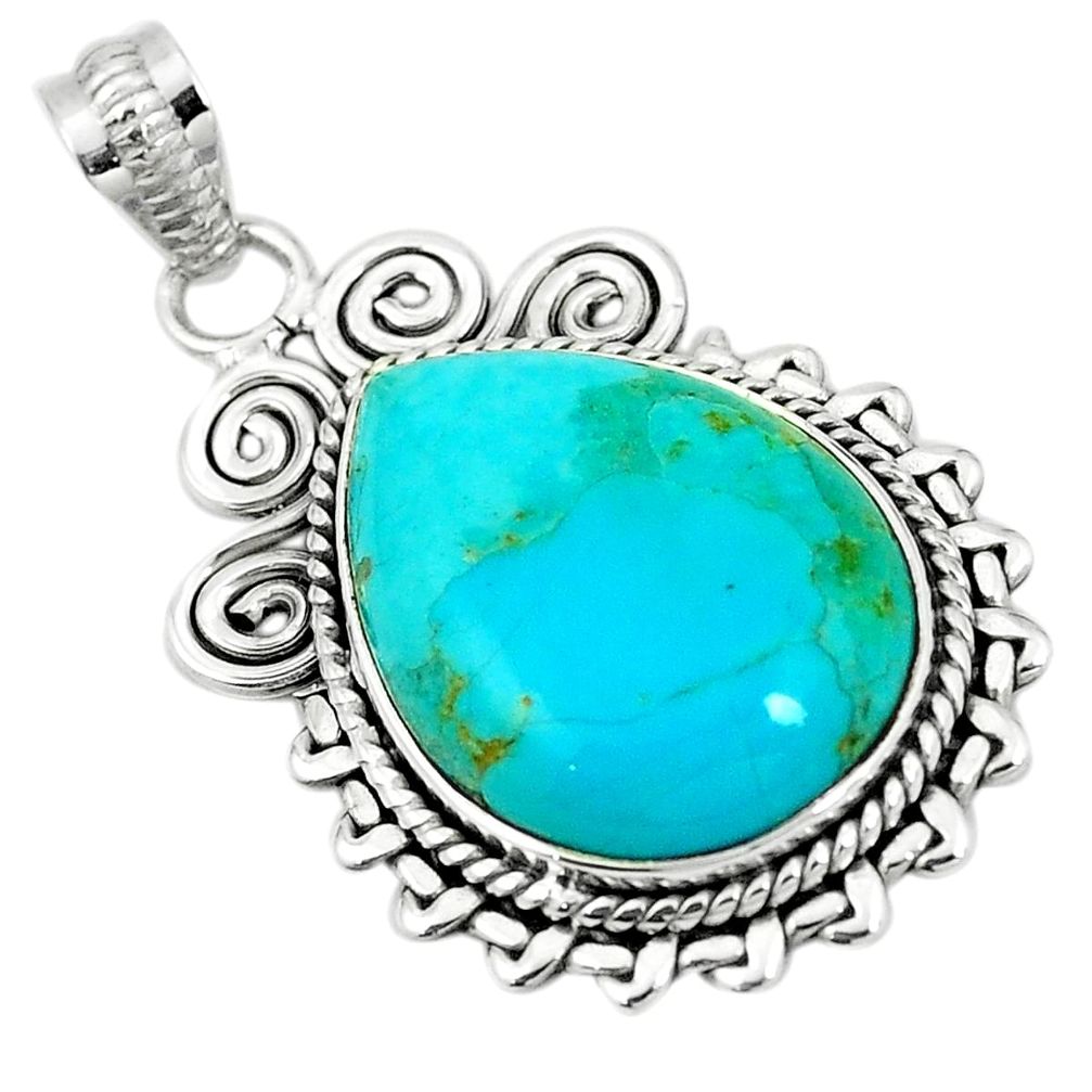 925 sterling silver blue arizona mohave turquoise pendant jewelry m40531