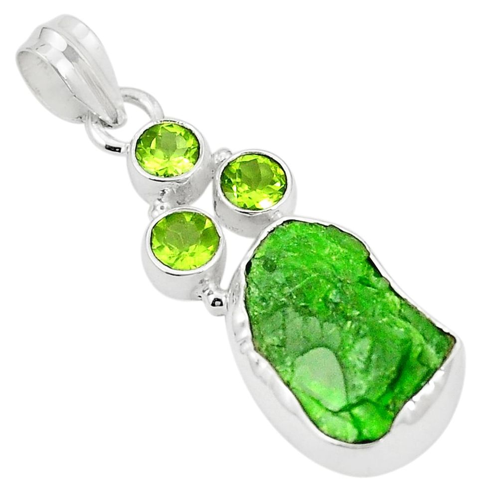 Green chrome diopside rough peridot 925 sterling silver pendant m40611
