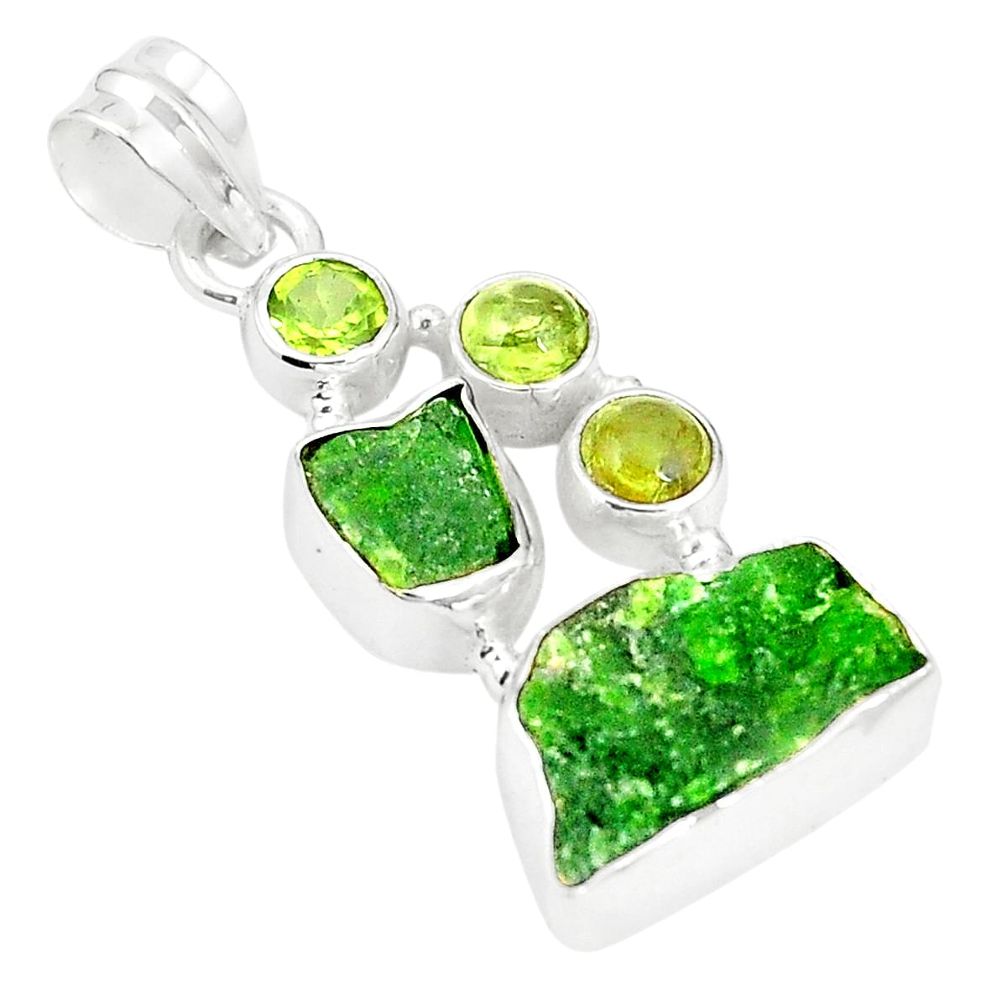 925 sterling silver green chrome diopside rough peridot pendant jewelry m40619