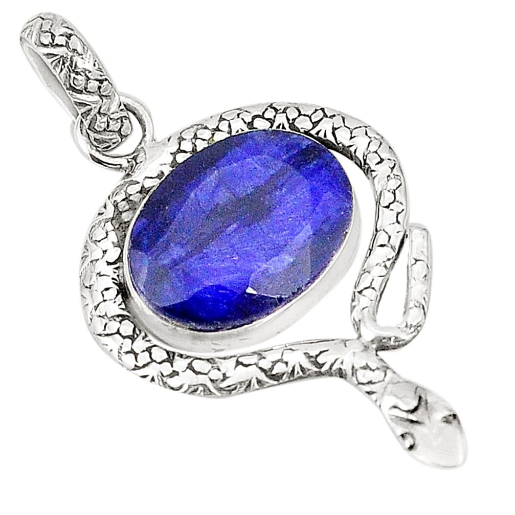 Natural blue sapphire 925 sterling silver snake pendant jewelry m40855