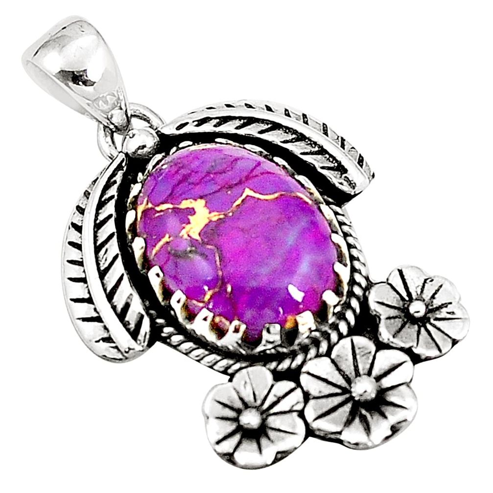 Purple copper turquoise 925 sterling silver pendant jewelry m41615