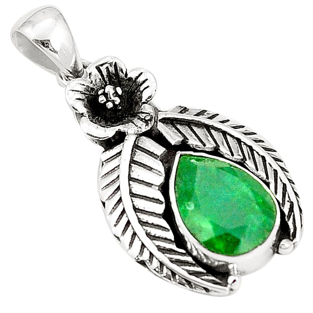 Natural green emerald 925 sterling silver pendant jewelry m41763