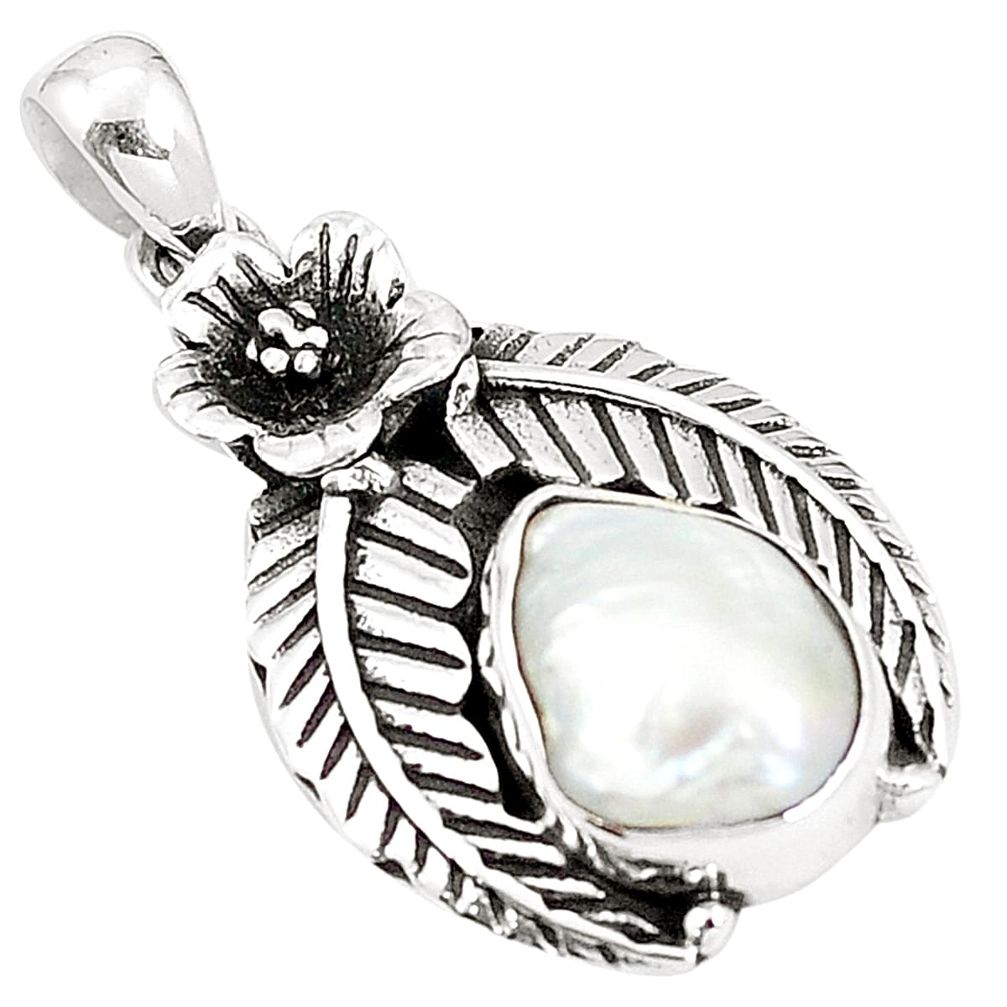 Natural white pearl 925 sterling silver pendant jewelry m41767
