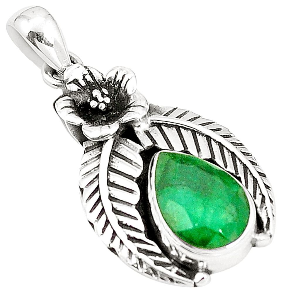 925 sterling silver natural green emerald pendant jewelry m41772