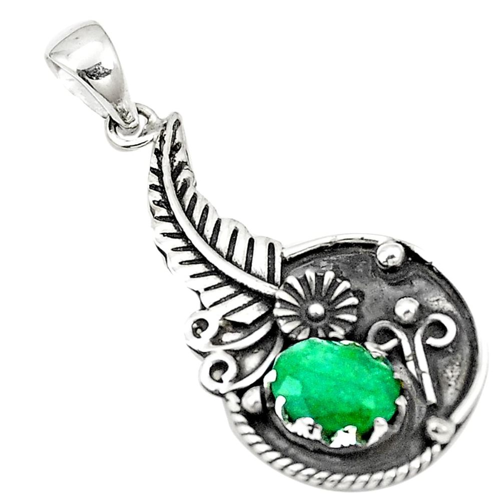 925 sterling silver natural green emerald pendant jewelry m41785