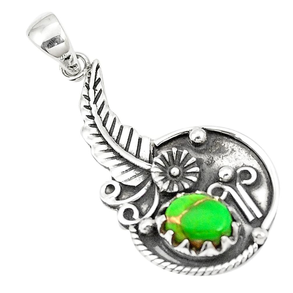 Green copper turquoise 925 sterling silver pendant jewelry m41789