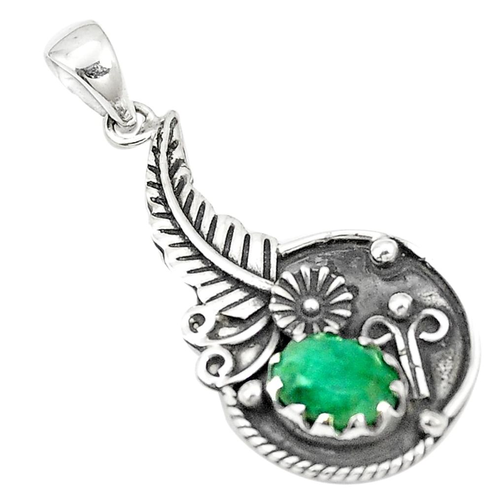 Natural green emerald 925 sterling silver pendant jewelry m41790