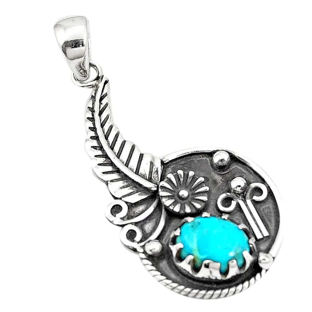 Blue arizona mohave turquoise 925 sterling silver pendant jewelry m41799