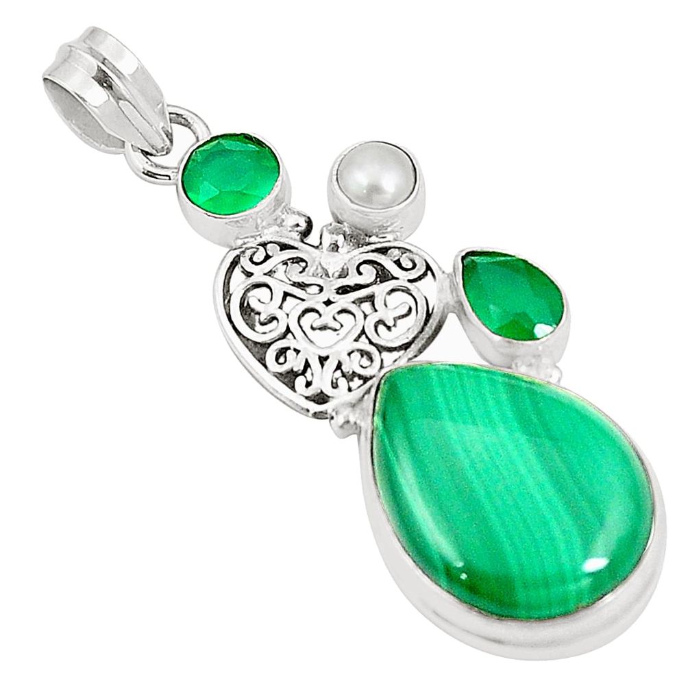 925 silver natural green malachite (pilot's stone) pendant jewelry m41940