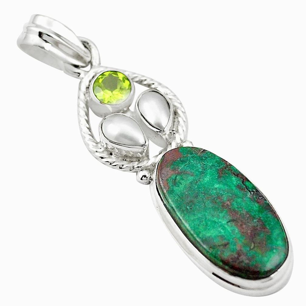 Sonora sunrise (cuprite chrysocolla) peridot 925 silver pendant m43541