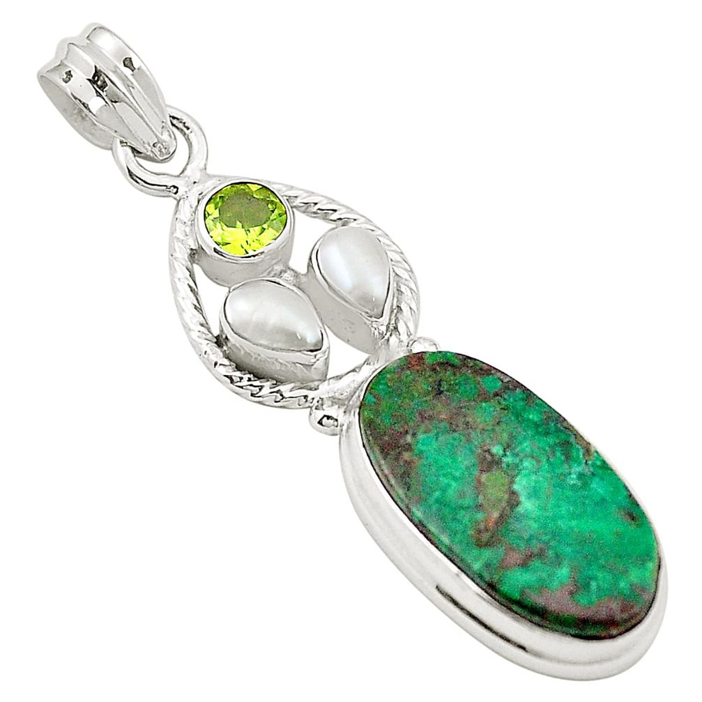 Sonora sunrise (cuprite chrysocolla) peridot 925 silver pendant m43542