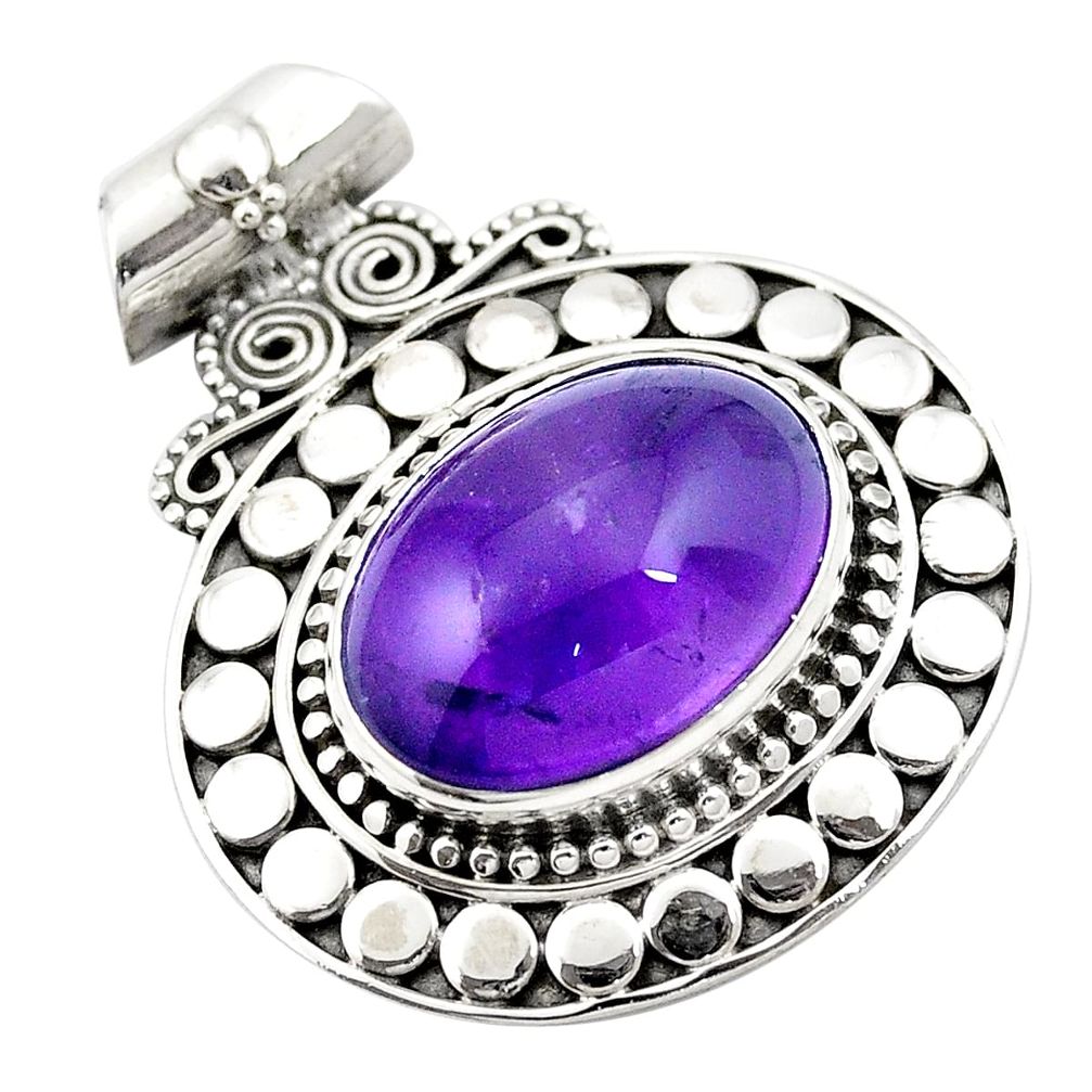 Natural purple amethyst 925 sterling silver pendant jewelry m43775