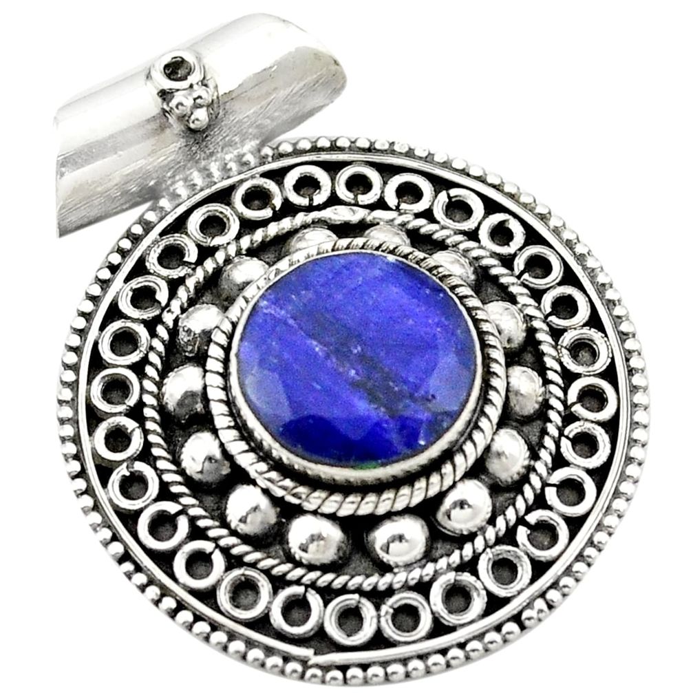Natural blue sapphire 925 sterling silver pendant jewelry m43803