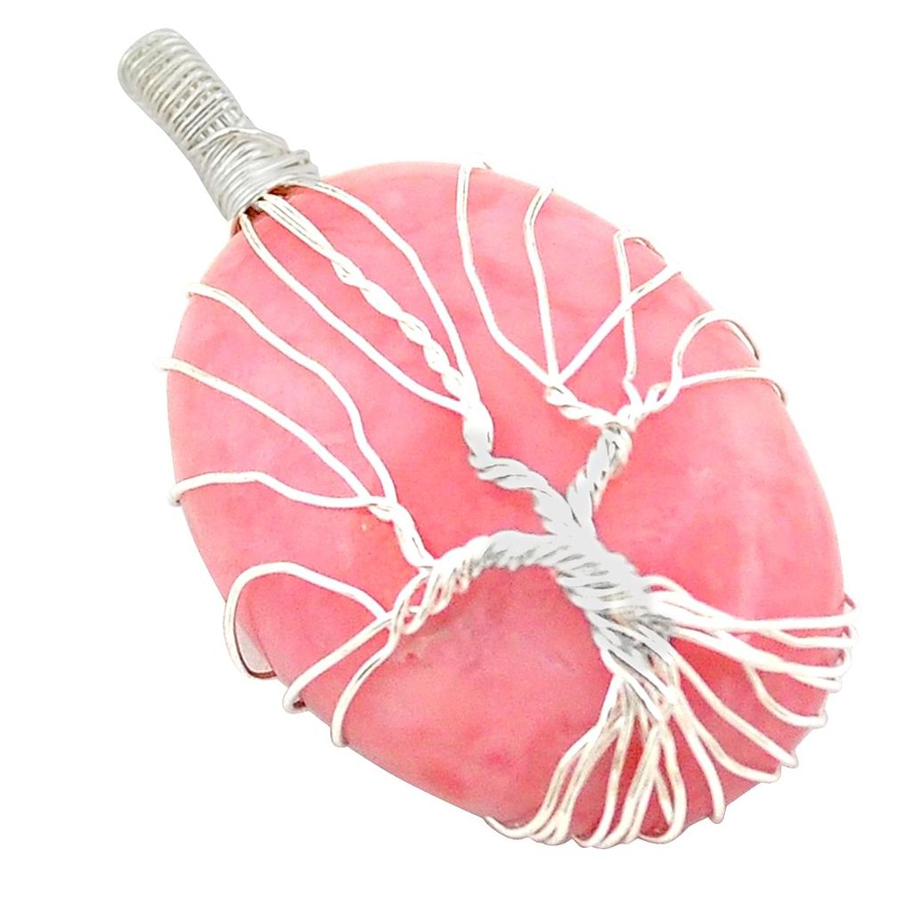 925 sterling silver natural pink opal tree of life pendant jewelry m44224
