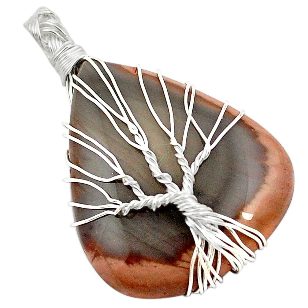 925 silver natural green imperial jasper tree of life pendant jewelry m44236