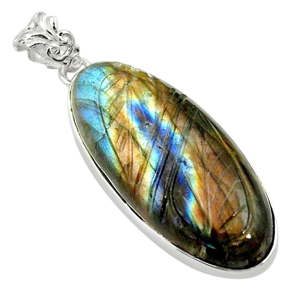 Natural blue labradorite 925 sterling silver pendant jewelry m44277