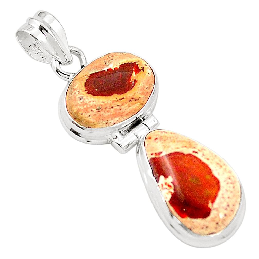 Natural multi color mexican fire opal 925 sterling silver pendant m45328