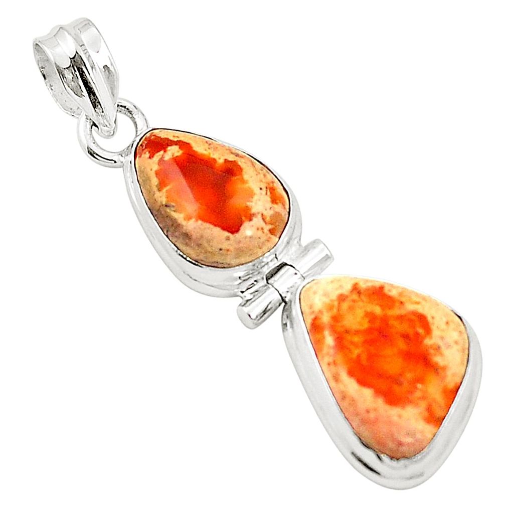 Natural multi color mexican fire opal 925 sterling silver pendant m45331