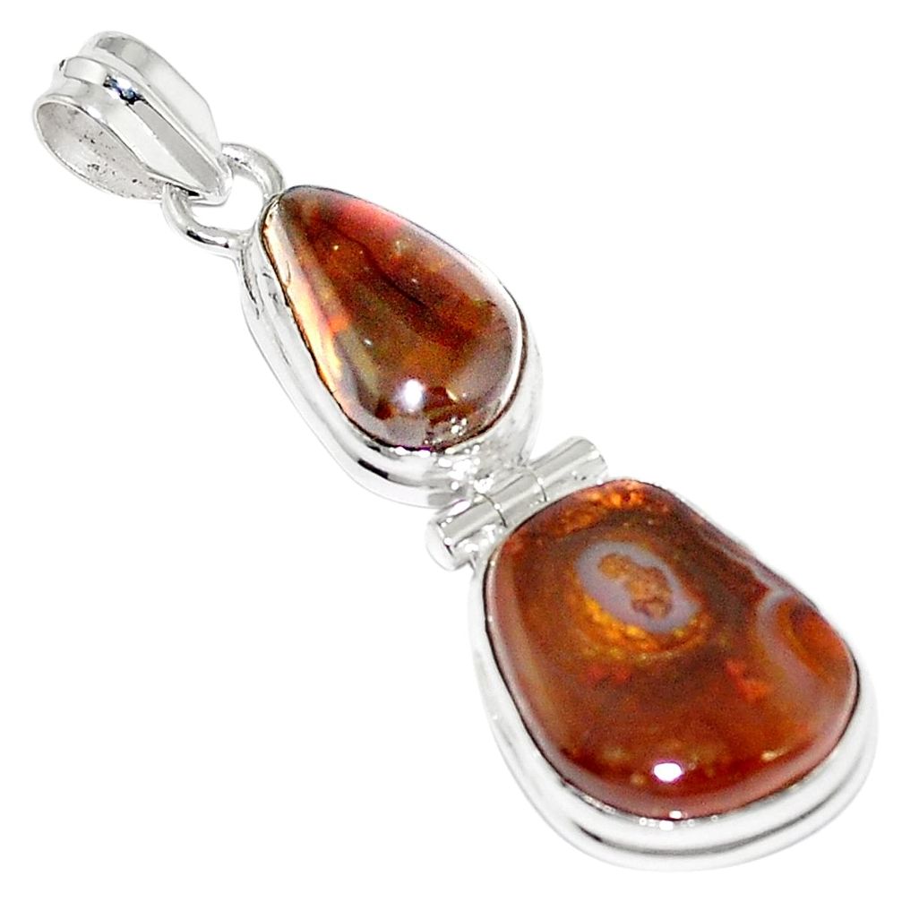 Natural multi color mexican fire agate 925 silver pendant jewelry m45341