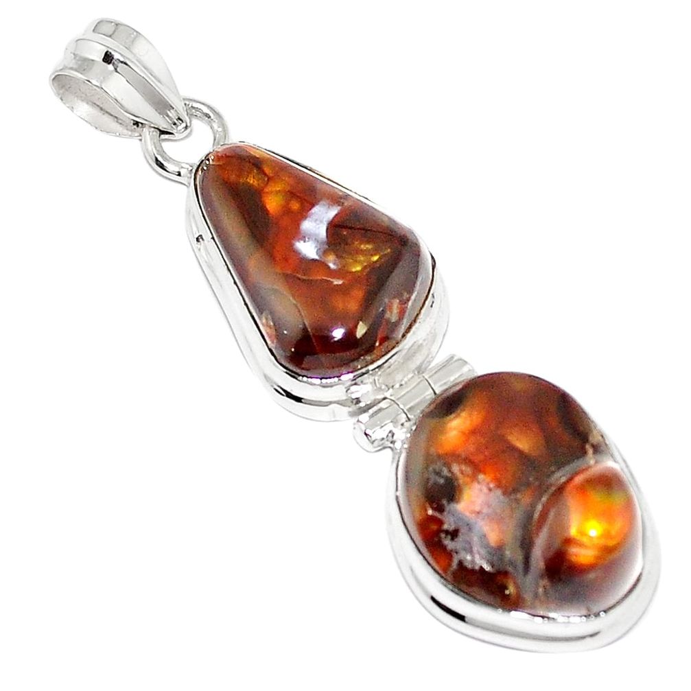 Natural multi color mexican fire agate 925 sterling silver pendant m45351