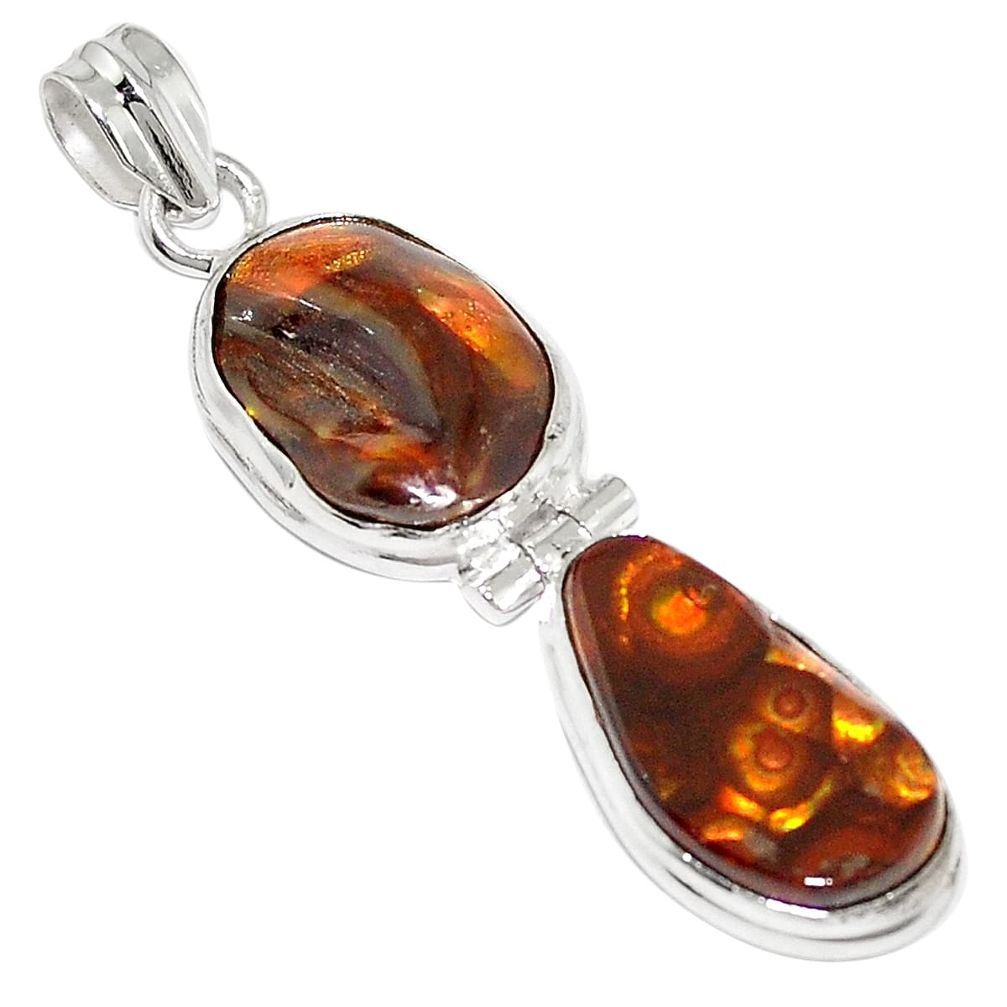 925 sterling silver natural multi color mexican fire agate pendant m45354