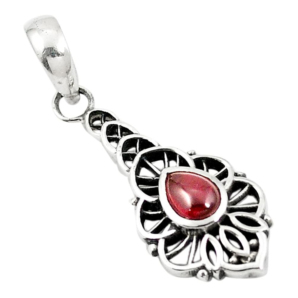 Natural red garnet pear 925 sterling silver pendant jewelry m45438