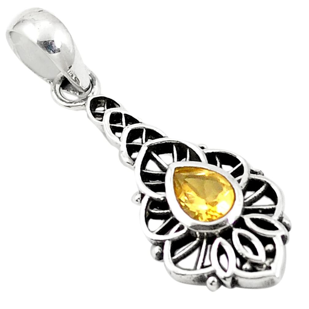 Natural yellow citrine 925 sterling silver pendant jewelry m45439