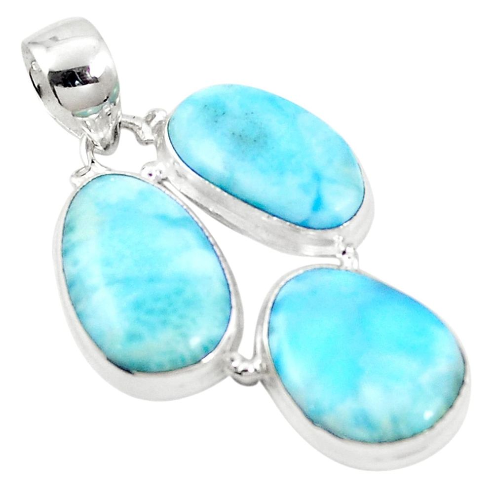 Natural blue larimar 925 sterling silver pendant jewelry m45512