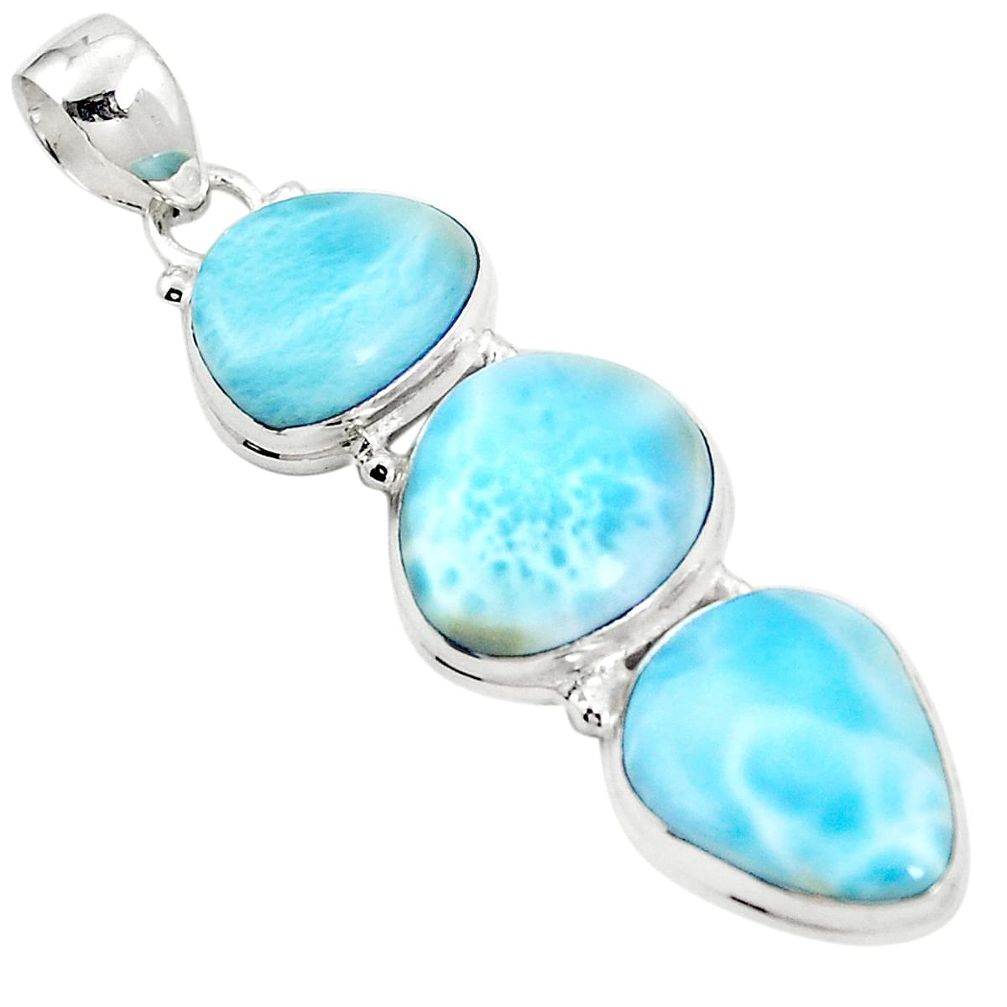 925 sterling silver natural blue larimar fancy pendant jewelry m45515