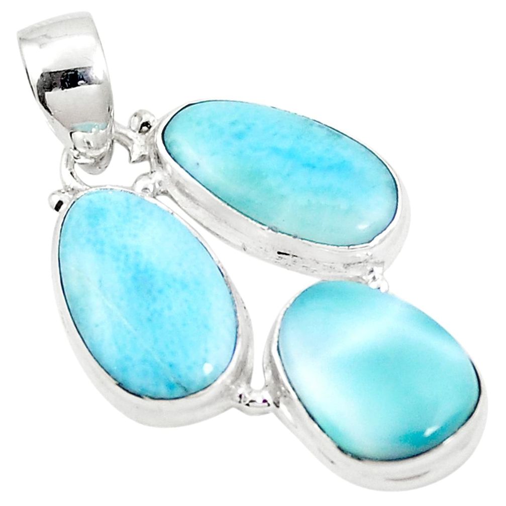 Natural blue larimar 925 sterling silver pendant jewelry m45516