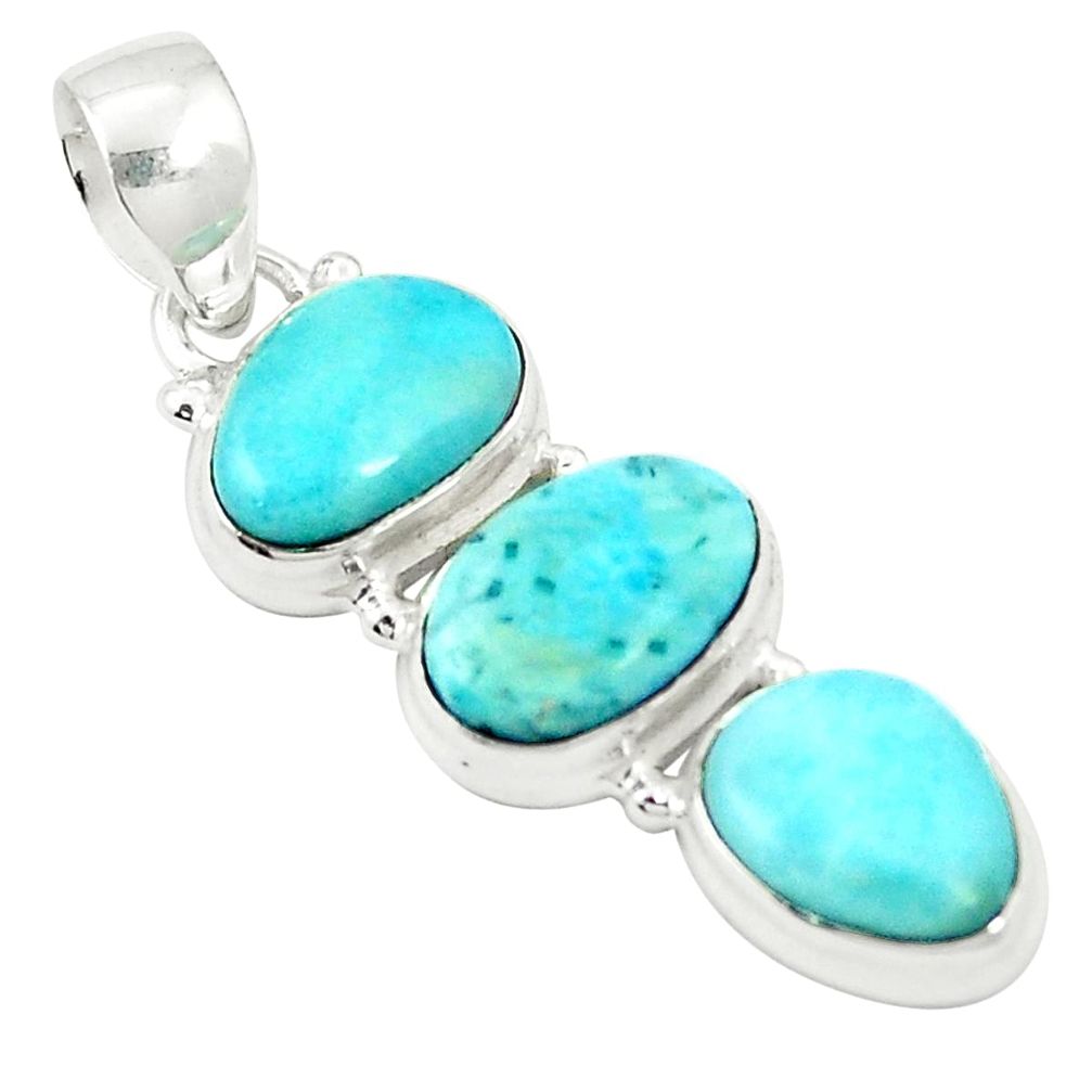 Natural blue larimar 925 sterling silver pendant jewelry m45535