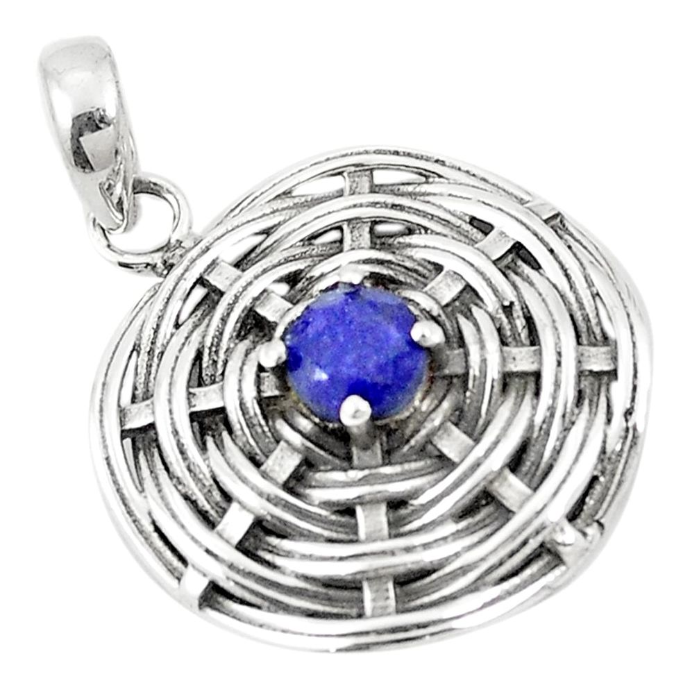 Natural blue sapphire 925 sterling silver pendant jewelry m45671