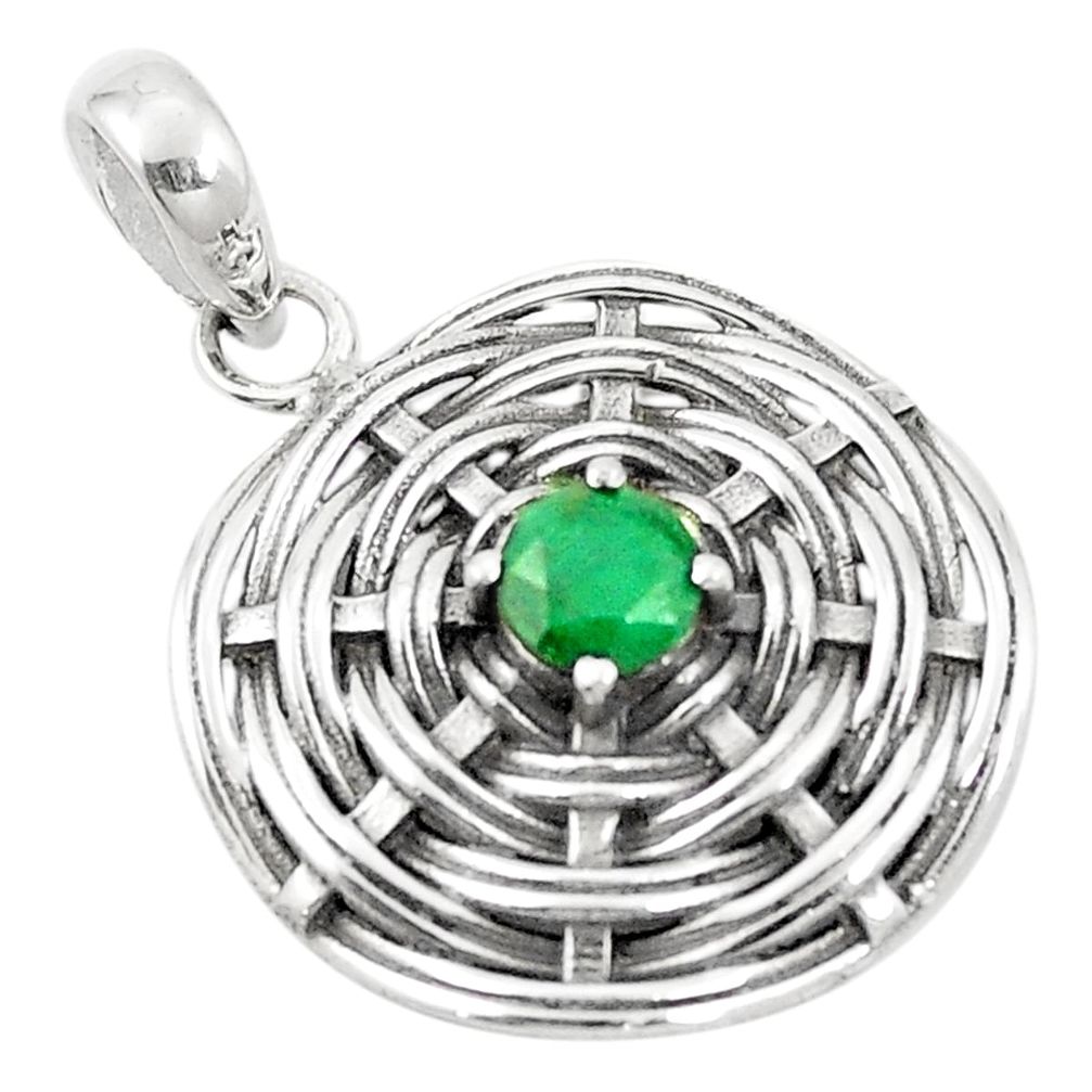 Natural green emerald 925 sterling silver pendant jewelry m45674