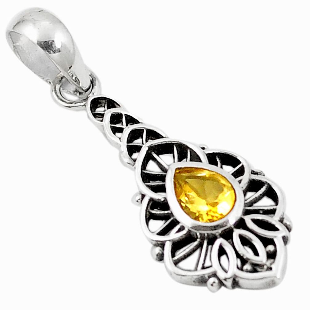 Natural yellow citrine 925 sterling silver pendant jewelry m46810