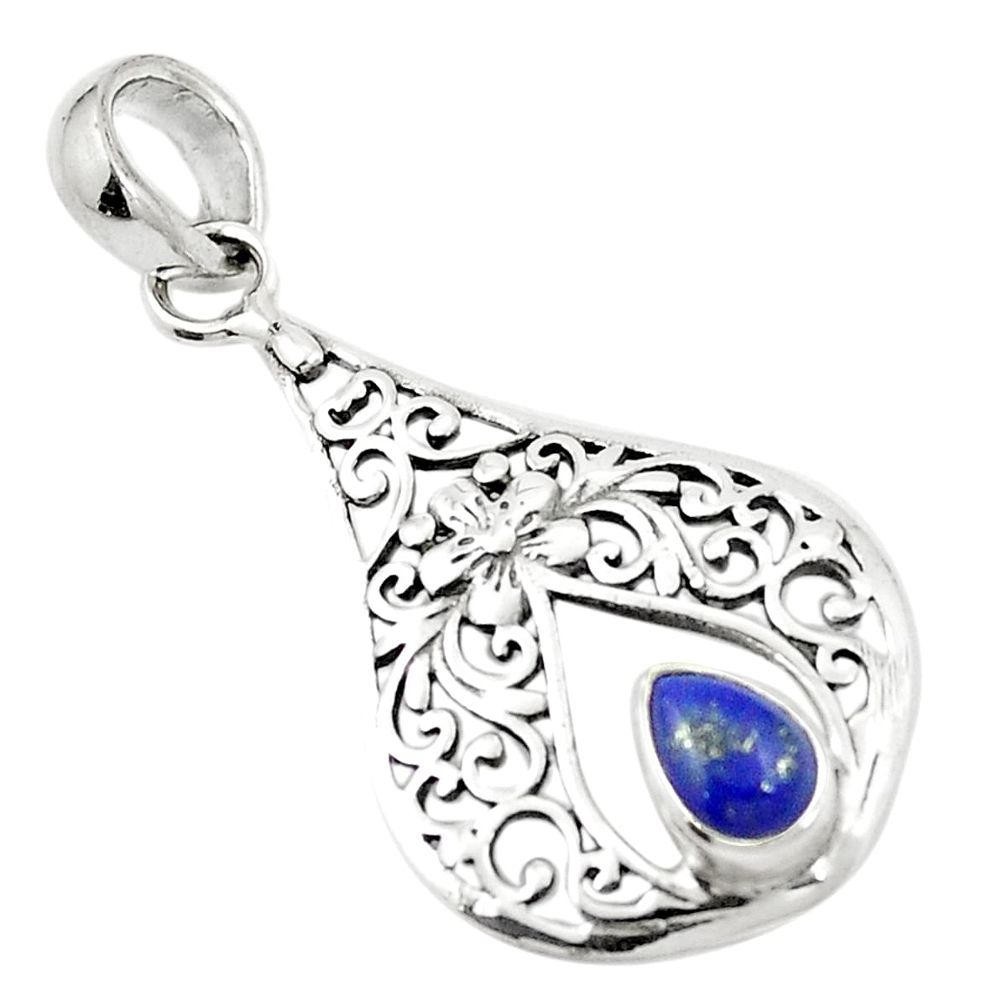 Natural blue lapis lazuli 925 sterling silver pendant jewelry m46820